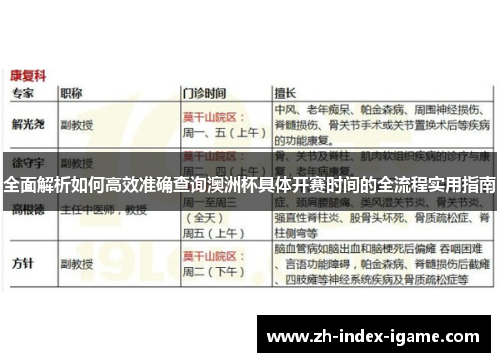 全面解析如何高效准确查询澳洲杯具体开赛时间的全流程实用指南