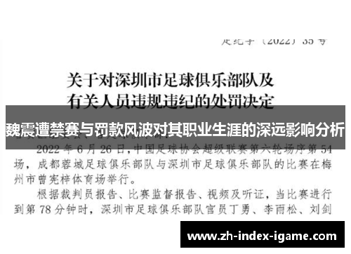 魏震遭禁赛与罚款风波对其职业生涯的深远影响分析